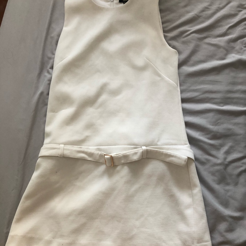 White Belted A-Line Dress